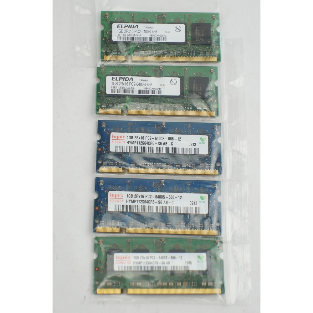 Elpida Hynix 1GB PC2-6400S DDR2 Laptop RAM 5pc Lot SODIMM 800MHz EUC
